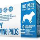 Bulldogology Puppy Training Pads - Pee Pads with Adhesive Sticky Tape (24x24) Large Dog Training Wee Pads with 6 Layer Extra Quick Dry Bullsorbent Polymer Tech (100-Count, White)