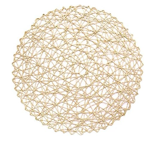 LuckyDream Round Paper Woven Placemats, 15-inch, Set of 12, Durable 100% Natural Paper Fiber, Decorative Rope Mesh Place Mats for Dining, Party and Wedding (Light Brown)