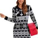 Ugly Christmas Sweaters Dresses with Santa Hat Knit Sexy Christmas Outfits for Women (Small, Reindeer Black)