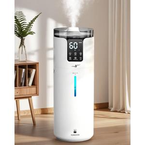 Humidifier Large Room, 4.2 Gal/ 16L Large Humidifier for 1500 sq.ft, 360° Nozzles Cool Mist Ultrasonic, Top Fill Tower Humidifiers for Bedroom Office Plant wholehouse with Extension Tube, Night Light