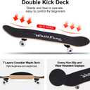 WhiteFang Skateboards for Beginners, Complete Skateboard 31 x 7.88, 7 Layer Canadian Maple Double Kick Concave Standard and Tricks Skateboards for Kids and Beginners