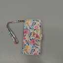 UEEBAI Wallet Case for iPhone 13 6.1 inch, PU Leather Phone Case Kickstand RFID Blocking Flip Case Card Slots Wrist Strap Relief Engraved Pattern Magnetic Closure Flower Folio Case, Multi-Flower