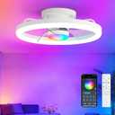 20" RGB Ceiling Fans with Lights, Low Profile Ceiling Fan, 6 Wind Speeds
