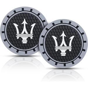 2Pcs Car Cup Coasters,for Maserati Quattroporte, Ghibli, Levante All Series Silicone Anti-Slip Cup Holder Coaster Car Interior, Car Interior Accessories