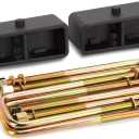 dynofit 3 inch Rear Lift Blocks for Silverado 1500 Sierra 1500, Rear Leveling Block Kit Compatible with 2007-2024 Chevy Silverado 1500, GMC Sierra 1500 2WD 4WD, Lift Block Square Leaf Spring Ubolt Kit