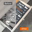 Kitchen drawer organizer,Silverware Organizer & Cutlery Tray, 5Compartment for kitchen cutlery and utensil storage Dividers Plastic, gray