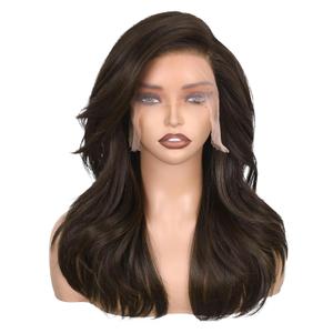 FAVE Synthetic Lace Front Wig 136 Brown Lace Front Wig 18 Inches Glueless Layered Lace Wig Pre-Plucked Hairline Futura Synthetic Wig for Women Daily Use Layered Hair with Butterfly Cut