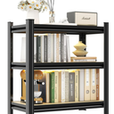 Book Shelf Industrial Metal 3-Tier Bookshelves, Wide Adjustable Storage Unit, Black for Living Room Bedroom (34.6" H * 35.4" W * 15.7" D)