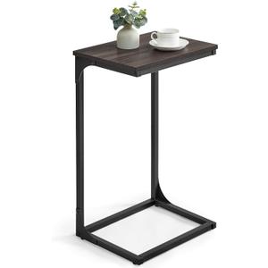 VASAGLE C-Shaped End Table, Side Table for Sofa, Couch Table with Metal Frame, Small TV Tray Table for Living Room, Bedroom, Chestnut Brown and Black ULET353B74