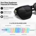 HAOLOTA Polarized Fit Over Glasses Sunglasses for Women Men Trendy Square Wrap Around Shades UV Protection (L Size 01 Black/Grey)