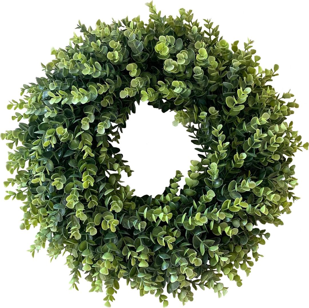 20 Wreaths for Front Door,Spring and Summer Eucalyptus Wreath,Outdoor Green Door Wreath for All Seasons Porch Living Room Bedroom Window Wall Indoor Outdoor Farmhouse Home Decoration