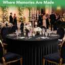 6 Pack Spandex Table Cover Skirts for 60 inch Round Tables, Black Stretch Table Cloths with Floor-Length Ruffle, Elastic Fitted Skirted Tablecloth for Elegant Wedding Banquet Party Buffet Decoration