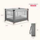 Dream On Me Zazzy Portable Playard with Bassinet - 360 Mesh Visibility, Quick Folding Travel Friendly Design, Carry Bag and Foldable Mattress Pad Included, Compact and Lightweight - Gray