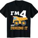 Kids Four 4yr 4th Birthday Construction Boy 4 Years Old T-Shirt size small
