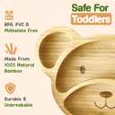 Bamboo Plates for Kids - Baby & Toddler Plates with Suction for Feeding & Weaning, Eco-Friendly Bear Design Promotes Self-Feeding, Ideal for Busy Moms & Dads, Sturdy & BPA-Free (Pink)