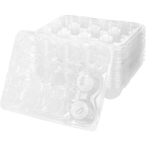 20 Sets x 12 Counts Cupcake Containers, Stackable Plastic Dozen Cupcake Boxes with Detachable High Dome Lid, Clear Cupcake Carrier Holder, Standard Size