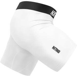 5 x Nxtrnd Core Men's Compression Shorts, Performance Tights, Sportswear for Football (White, XL)
