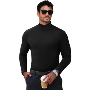 Men's Turtleneck Casual Basic High Neck Long Sleeve T Shirts Half Neck Lightweight Pullover Sweater, Large