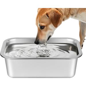 Ohtomber Stainless Steel 1.25 Gallons Large Dog Water Bowl, Metal Pet Dog Water & Food Bowl No Spilling, Outdoor Feeder Dish Plate for Cat, Big, Extra Large Pet