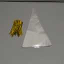 Outus 100 Pcs 7 x 12 Inch Cone Shaped Clear Cello Cellophane Treat Bags Medium Transparent Cone Cello Sweet Treat Bags with 100 Pieces Twist Ties for Party Favor(Gold Twist Ties)