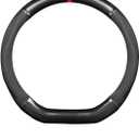 Ergocar Car Steering Wheel Cover Non-Slip Car Steering Wheel Protector Sport D-Shape Carbon Fiber & PU Leather Universal for Diameter 38cm(15") (Black-Stripe-U)