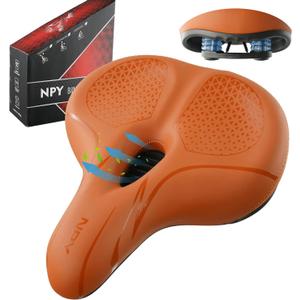 Bike Seat for Men & Women - Wide Gel Padded Bicycle Seat, Comfortable & Breathable, Waterproof Saddle for Cruiser, Mountain, Fat Bikes, Exercise & Ebikes Universal Fit Replacement (Brown)