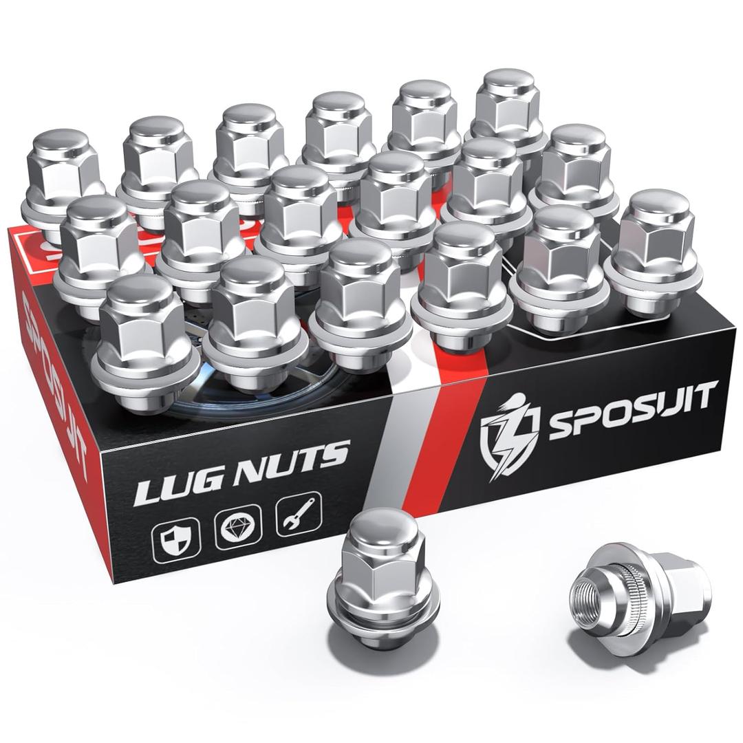 Sposuit M12x1.25 Lug Nuts - Replacement for 2013-2024 Infiniti Q50, 2008-2015 G37, 2014-2024 QX60, 2013-2024 QX50 - OEM Factory Style Mag Seat Chrome Lug Nut with Washer (Set of 20)