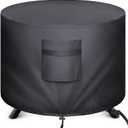 BALEINE Gas Fire Pit Cover, Fade Resistant 420D Oxford Waterproof Firepit Fire Table Cover (Black, Round, 22''x16'')