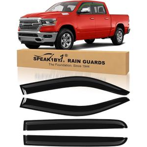 Rain Guards for Dodge Ram 1500 2019-2026 Crew Cab | Out-Channel,Durable Tape-On Window Visor Wind Deflectors Accessories 4PCS