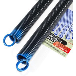 Pair of 90lb. Heavy Duty Garage Door Extension Springs Stretch Springs, 25" Long,Double Loop Ends, High Precision Electrophoresis Black Coated, MIN 16,000 Cycles, for 7ft High Garage Doors (90LB-Light Blue)