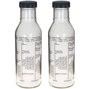 Kolder Salad Dressing Mixer Bottle with 8 Classic Recipes, Glass, 13-Ounce Capacity, Set of 2
