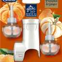 Glade PlugIns Refills Air Freshener Starter Kit, Pumpkin & Ginger, Scented and Essential Oils for Home and Bathroom, 0.67 Fl Oz, 1 Warmer + 2 Refills