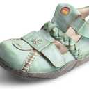 TMA EYES Women's Braided Closed-Toe Leather Sandal (6.5, Green)