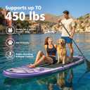PRAISUN 12’ x 35” Inflatable Paddle Board, 450lbs Extra Wide Stand Up Paddleboard for Youth/Adults of All Skill Levels, Stable SUP with Seat & Full Kit, for Fishing, Yoga, Lake & Ocean, Purple