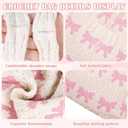 Pink Bow Crochet Tote Bag Coquette Bowknot Aesthetic Beach Mesh Knitted Shoulder Bag for Women Summer Beach Shopping