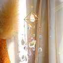 Rose Quartz Crystal Suncatcher Hanging Window, Healing Rose Quartz Crystal Decor for Home Garden, Gift for Christmas Birthday Valentine Mothers Day