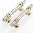 Haliwu 10 Pack Brushed Nickel Cabinet Pulls, Cabinet Handles Brushed Nickel, Barrel Kitchen Handles Gold Kitchen Hardware Pulls, 3-3/4 inch Hole to Hole Center