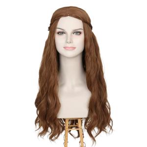 M MISS U HAIR Women Long Wavy Brown Wigs with Braid Princess Renaissance Hippie Cosplay Party Wig