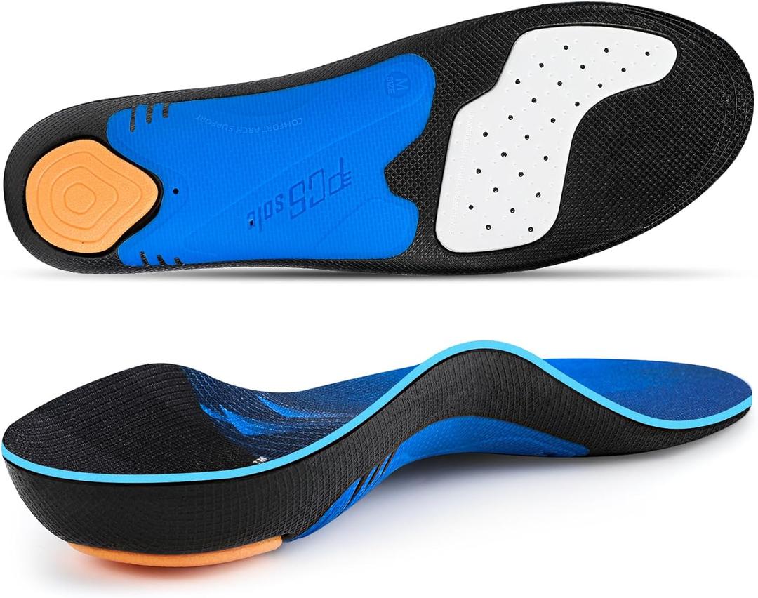 PCSsole Orthotic Insoles with High & Medium Arch Support - Comfort Gel Work Boot Insert for Flat Feet, Plantar Fasciitis, Running, Walking, Over Pronation for Men and Women (L:(Men 10-11.5/Women 12-13.5) 11.81")