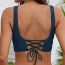 Women Twist Front Bikini Sets Two Piece Swimsuit Criss Cross Tie Back Bathing Suit (Blue, S)