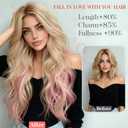 Clip in Hair Extensions 25 Inch 4PCS Long Wavy Synthetic Hair Pieces for Women - Heat Safe Thick Natural Fake Hairs Extensions Double Weft Clip Ins Party Daily Use Blonde Mix Pink