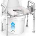 Agrish Raised Toilet Seat with Handles - FSA/HSA Eligible Cozy Padded Elevated Medical Toilet Seat Risers for Seniors, 350lb Adjustable Handicap Toilet Riser - Gray