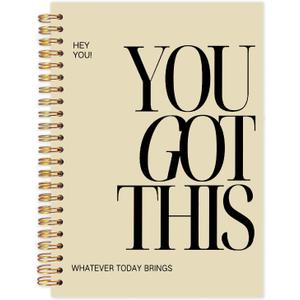 Yhtrg You Got This Inspirational Notebooks Journal, Brown Motivational Spiral Journal Notebook for Women, Brown Motivational Positive Notebooks for Office School Supplies, 5.5x8.3 Inch