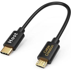 CableCreation Short Micro USB to USB C Cable 0.65 FT, USBC to MicroUSB OTG 480Mbps Cord for Wall Chargers, MacBook Pro Air Galaxy S22 S21 Pixel 5/4/3 & More, 0.2M Black