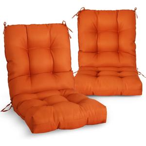 EAGLE PEAK Tufted Outdoor/Indoor Seat/Back Chair Cushions, Set of 2, 42'' x 21'', Burnt Orange