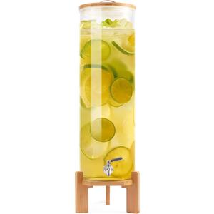 Glass Drink Dispenser,4.1 Gallon Water Dispenser with Stand,Glass Beverage Dispenser with Spigot - Large Drink Dispensers for Parties,Wedding,Bars,Restaurants
