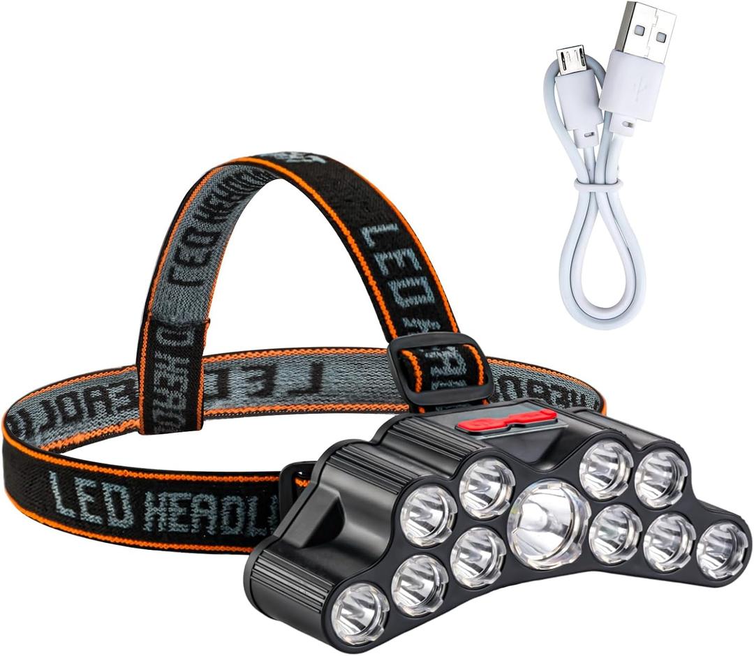 Headlamp Rechargeable, 22000 High Lumen 11 Head Lights for Forehead, IPX5 Waterproof Headlamp, Head Lamps Led Super Bright for Runing, Hunting and Working