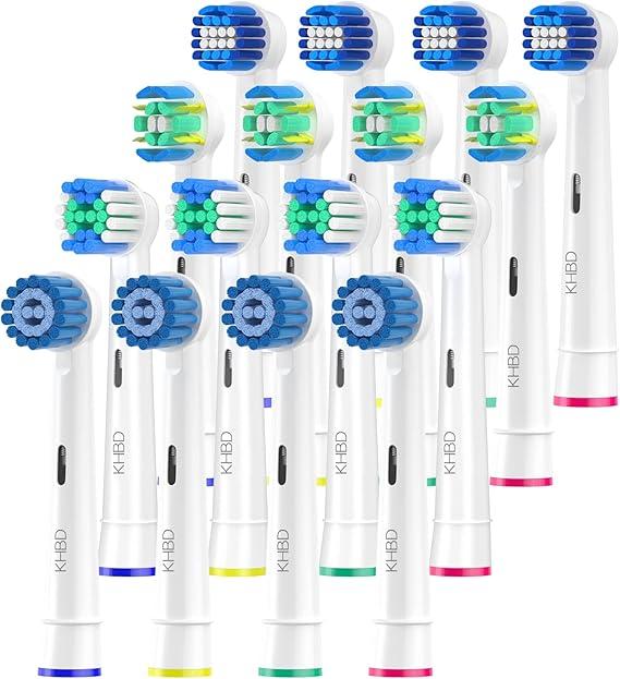 16 Pack Replacement Heads for Oral B Braun- Includes 4 Sensitive Brush, 4 Precision Brush, 4 Deep Cleaning, 4 Floss Cleaning Toothbrush Heads