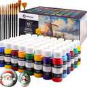 Artecho 48 Colors Acrylic Paint Set (2oz/59ml) with 12 Brushes, Craft Paints for Canvas, Wood, Rock Painting & Fabric, Rich Pigment Non Toxic Art Supplies for Artists & Beginners