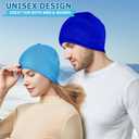 Headshion Thin Skull Cap Beanie for Men Women, 2 Pack Knit Cuffless Beanie Plain Toboggan Hat (One Size, Blue & Sky Blue)